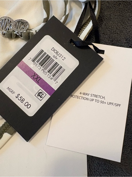 DKNY Bikini Bottom Women XXL Olive Green White Leaf Print Side Tie Swim Bottoms - Picture 6 of 7